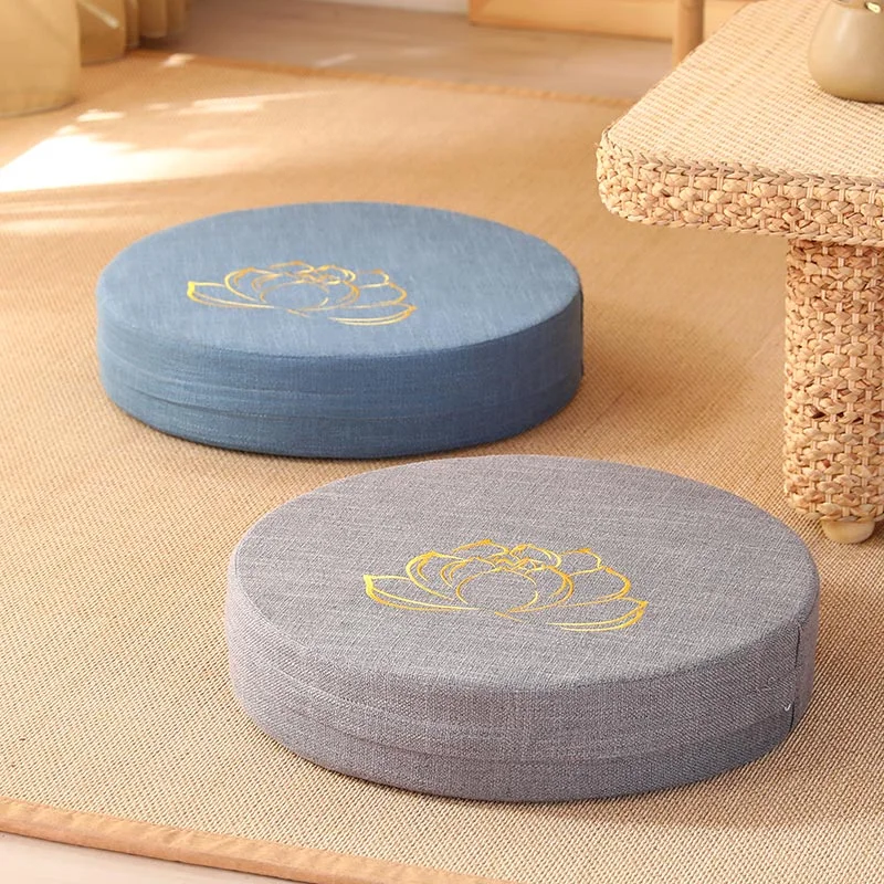 Lowest Price Buddha Stones Lotus Embroidery Cotton Linen Meditation Seat Cushion