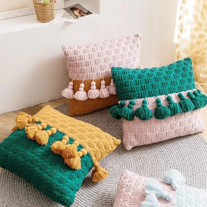 Price Smash Freya Tasseled Knit Cushions