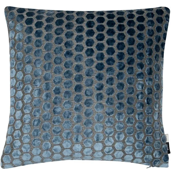 Price Drop Alert Hexagonal Cut Velvet Jorvik Cushion | Blue | 43x43cm