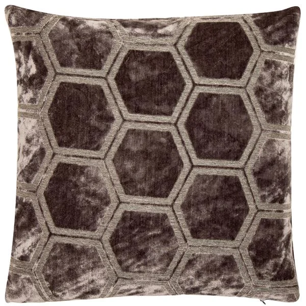 Bargain Blast Hexagonal Cut Velvet Ivor Cushion | Slate Grey | 56x56cm