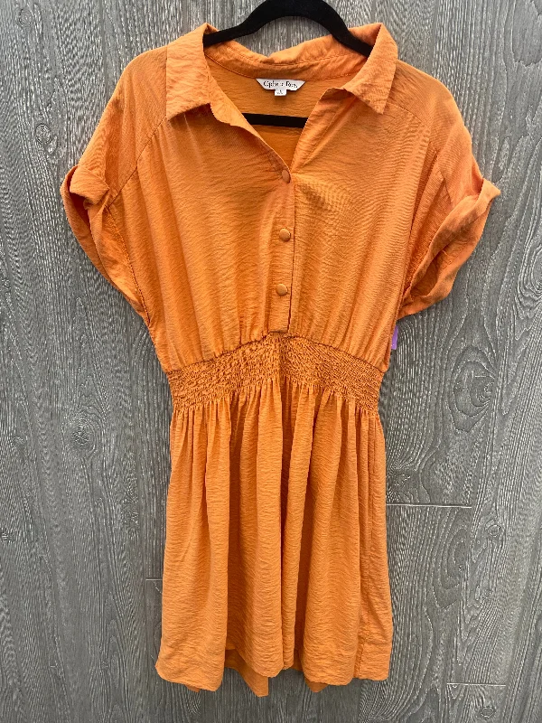 Savings Event Orange Dress Casual Midi Ophelia Roe, Size L