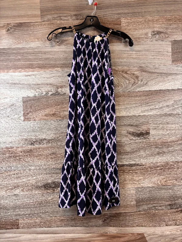 Bargain Blast Blue & Purple Dress Casual Midi Michael By Michael Kors, Size Xs