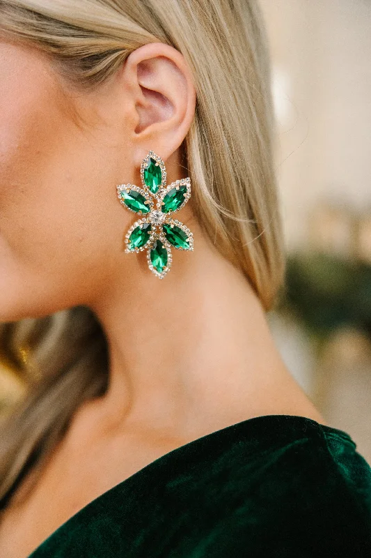 Blowout Deals Glenda Emerald Green Rhinestone Earrings