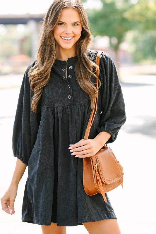 Deal Dash That's All You Charcoal Gray Corduroy Dress