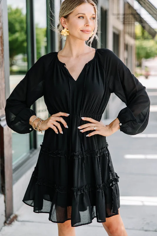 Quick Sale All For Fun Black Ruffled Dress