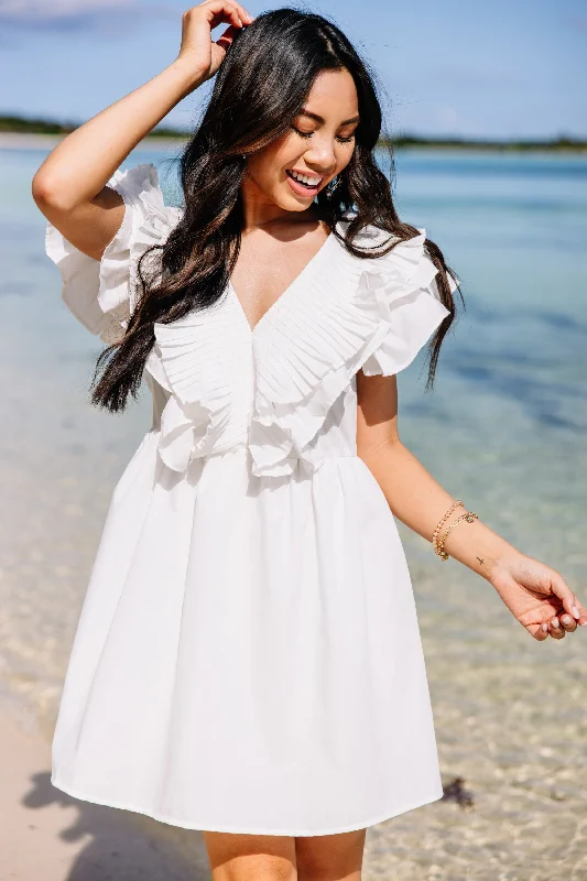Lowest Price Take The Win White Ruffled Party Dress