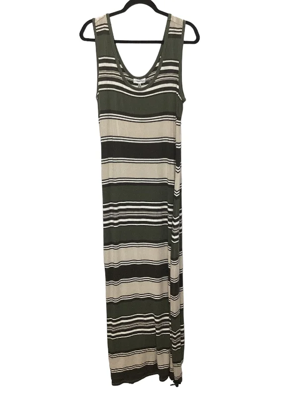 Weekend Flash Sale Striped Pattern Dress Casual Maxi Calvin Klein, Size Xl