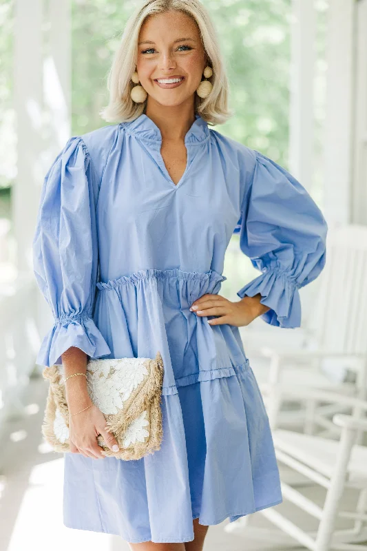 Buy More, Save More Based On Love Light Blue Babydoll Dress