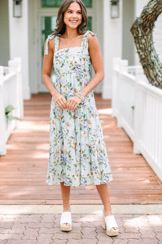 One-DAY Sale Get Ready Mint Green Floral Maxi Dress
