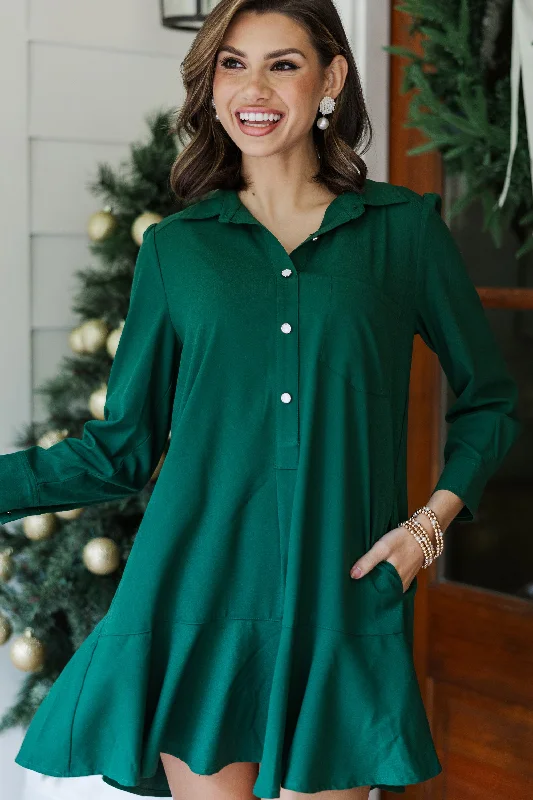Members Only Share Your Story Emerald Green Shirt Dress