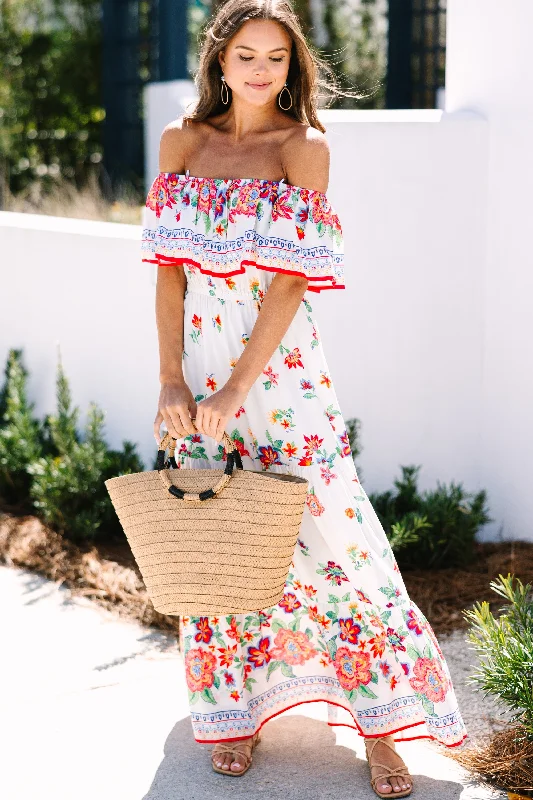 Mega Deal Listen To Your Heart Ivory White Floral Maxi Dress