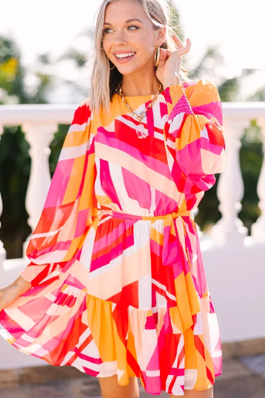 Super Sale Make Your Choice Orange Abstract Dress