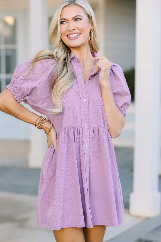 Price Blitz Well Known Lavender Denim Babydoll Dress