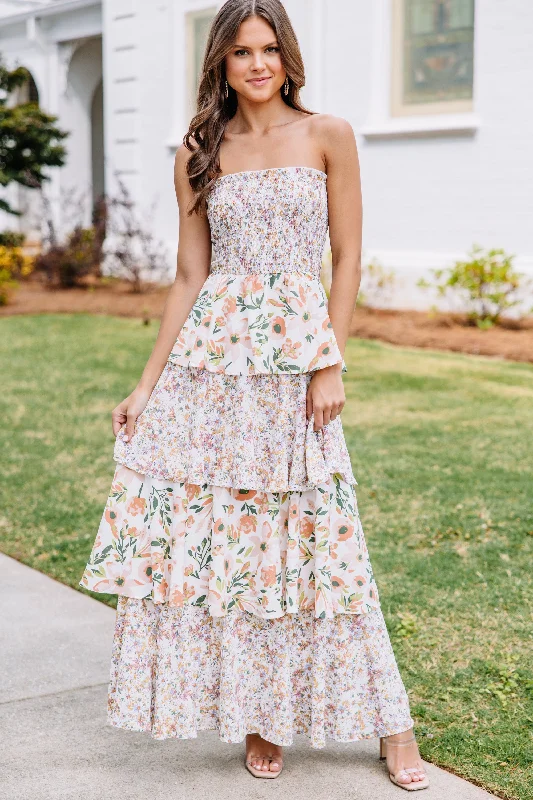 Price Rollback Call On You Cream White Floral Maxi Dress