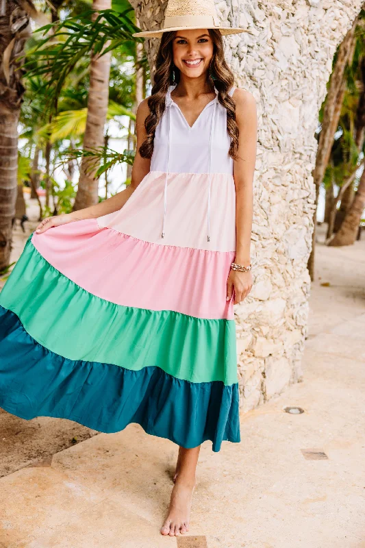 Major Savings Bright Ideas White Colorblock Maxi Dress