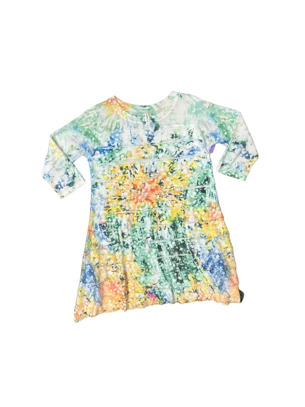 Steals and Deals Rainbow Print Dress Casual Midi Cubism, Size L