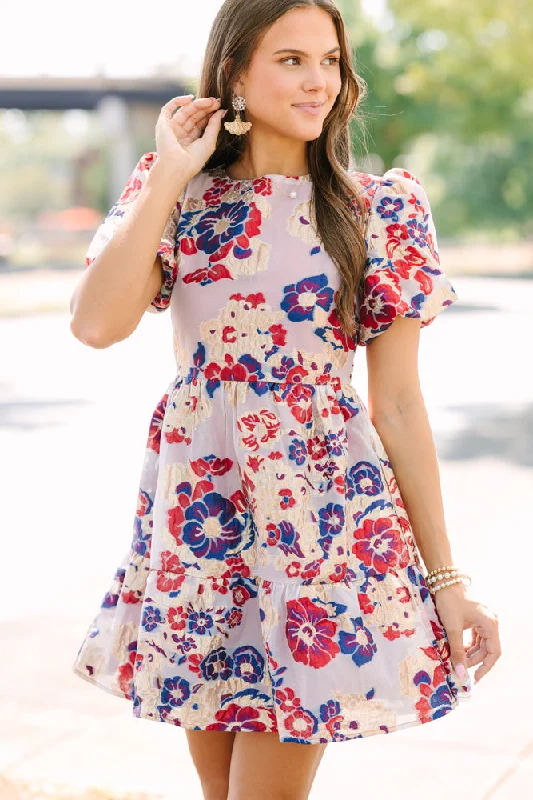 Sale Event All The Good Royal Blue Floral Babydoll Dress