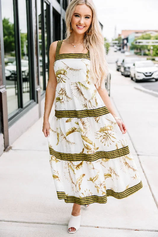 YEAR-End Sale Easy Advice Green Floral Midi Dress