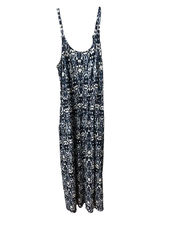 Quick Sale Blue & White Dress Casual Midi Lane Bryant, Size 1x