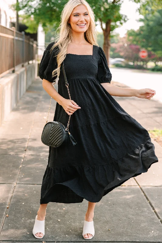 Referral Discount Think About It Black Midi Dress
