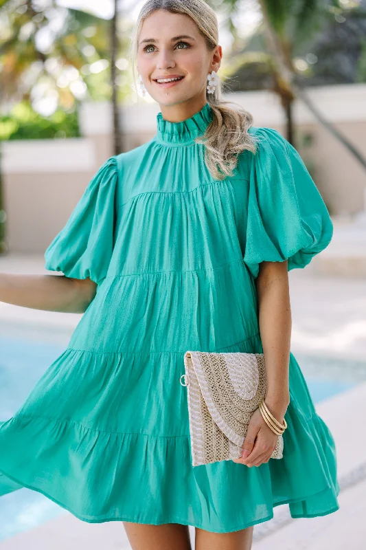 Big Savings Filled WIth Joy Jade Green Babydoll Dress