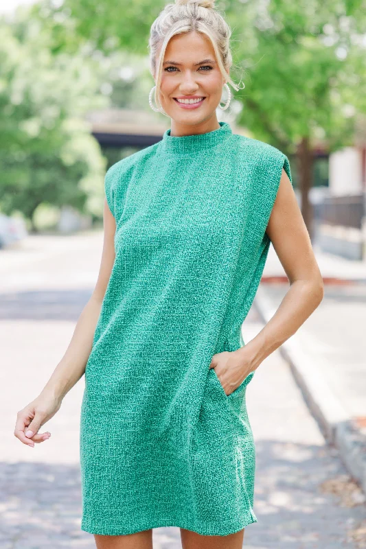 Flash Deals One More Time Green Tweed Shift Dress