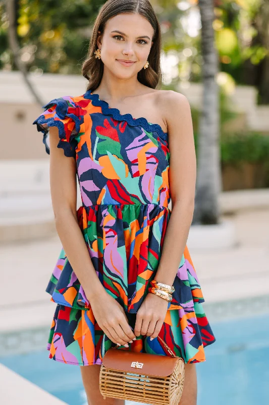 Don't Miss Living Loud Navy Blue Abstract Dress