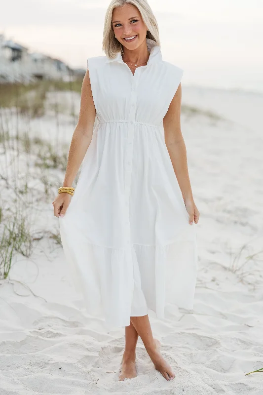 Super Sale In This Moment White Cotton Midi Dress
