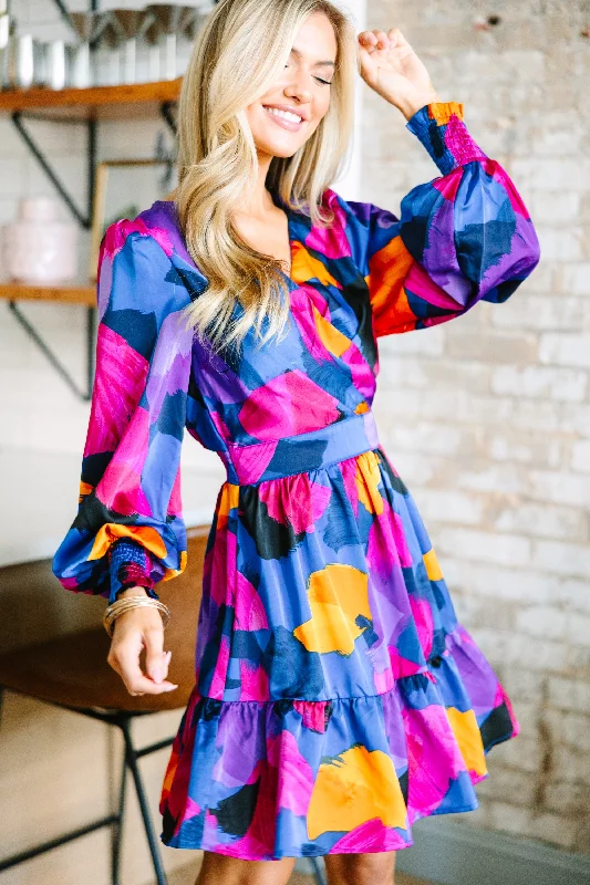 Low Prices Mention You By Name Purple Abstract Dress
