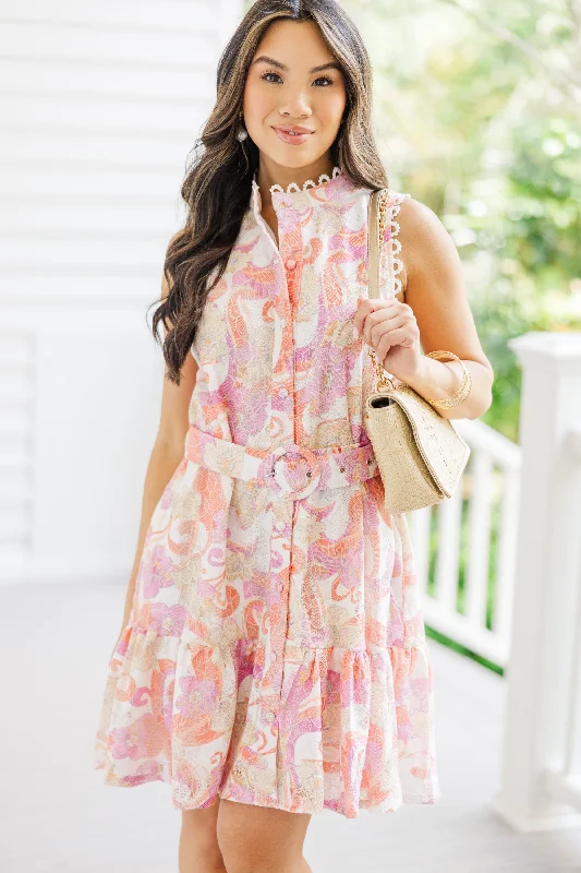 Extra Savings Just You Wait Orange Embroidered Floral Dress
