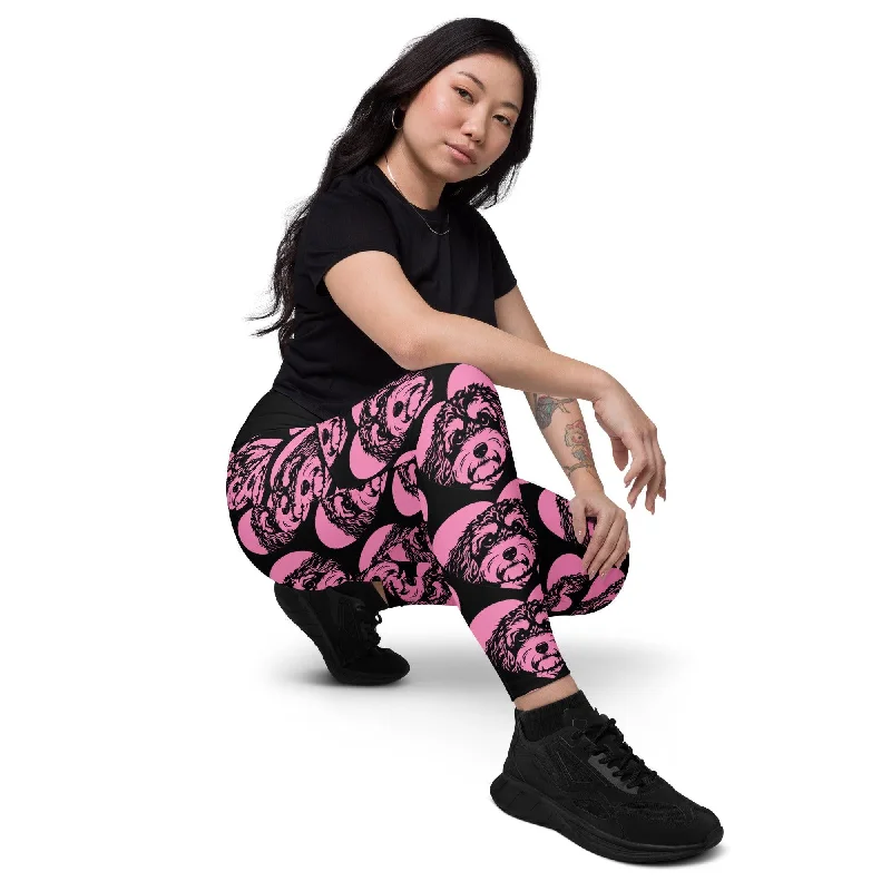 Clearance Items DOG BREED LEGGINGS with pockets - CAVAPOO 2 - HERTTAHOUND - pink