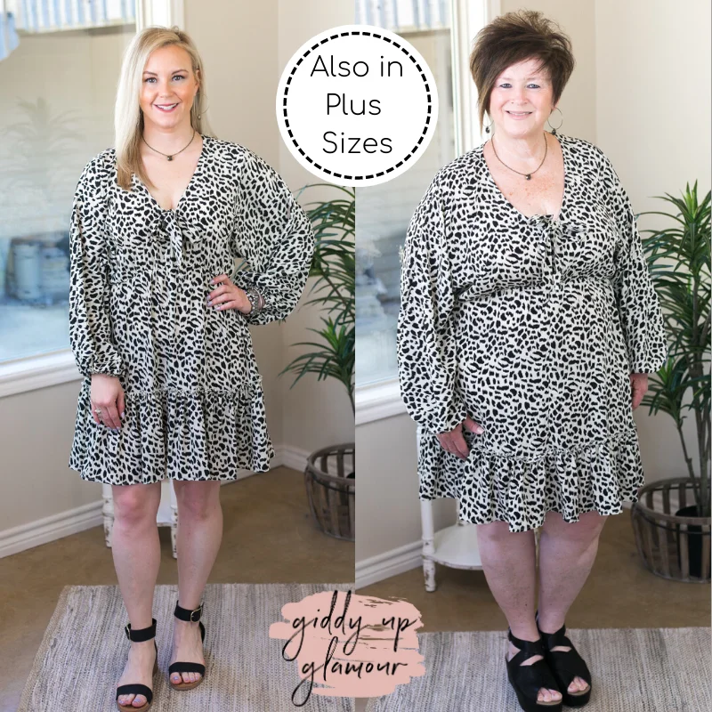 Shop and Save Always Fierce Cheetah Spotted Dress with Front Tie in Ivory