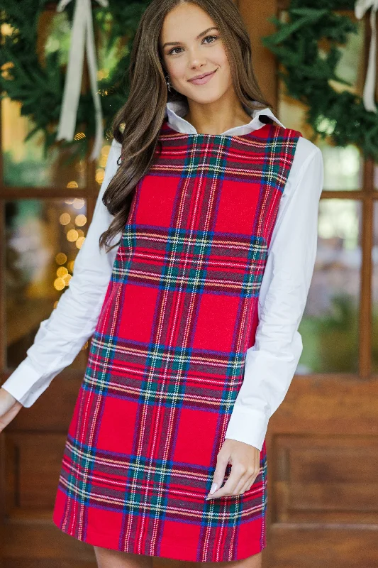Season Finale Sale Remember You Well Red Plaid Dress