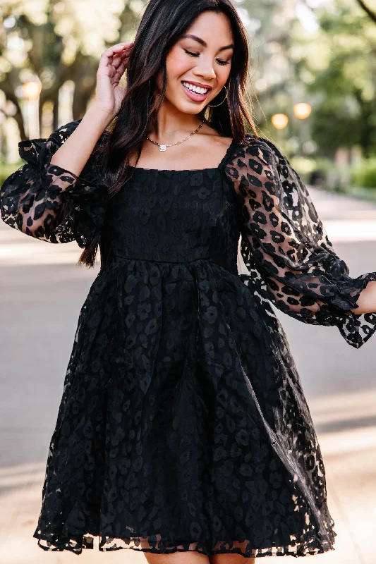 Bargain Blast Living Your Dreams Black Leopard Babydoll Dress