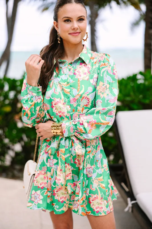 Today’s Deal Stay On The Line Green Floral Dress