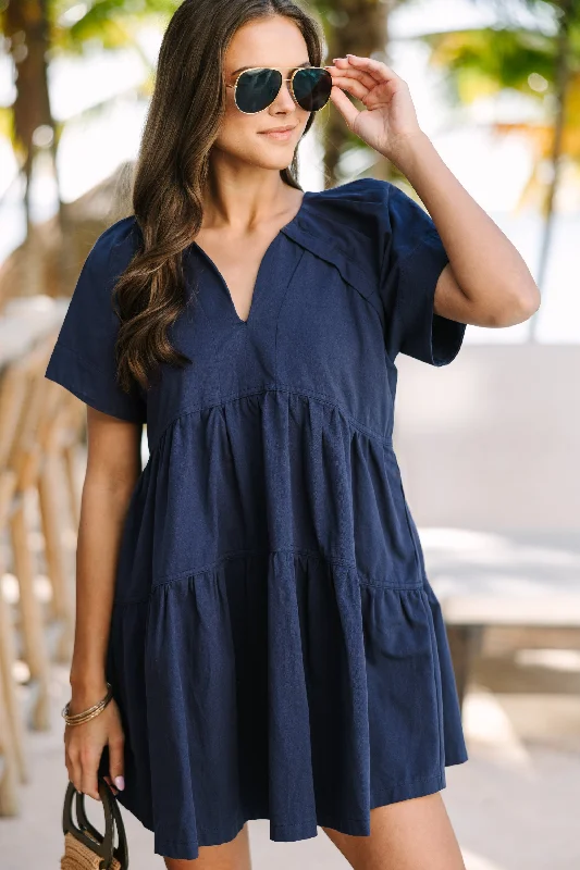 Sneak Peek Sale It Could Be You Navy Blue Babydoll Dress