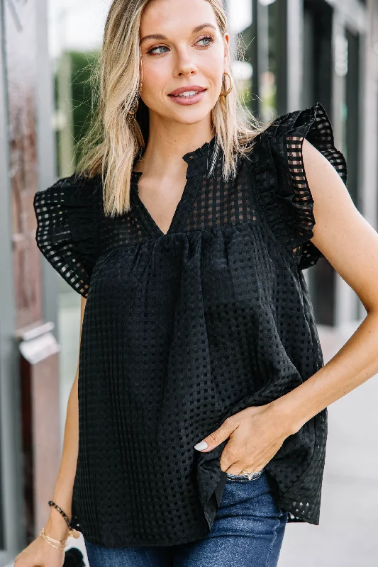 Mega Sale Known Beauty Black Textured Blouse