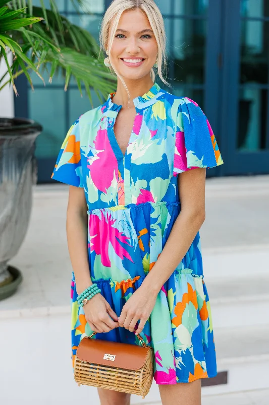Price Reduction Happy Days Blue Floral Babydoll Dress