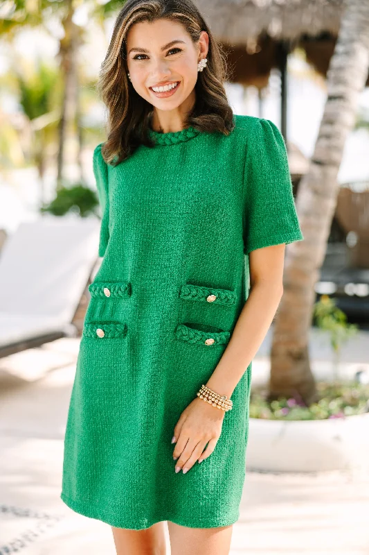 Lowest Prices Ask You Out Green Tweed Shift Dress
