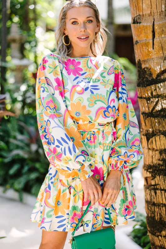 Markdowns In Control White Multi Floral Dress