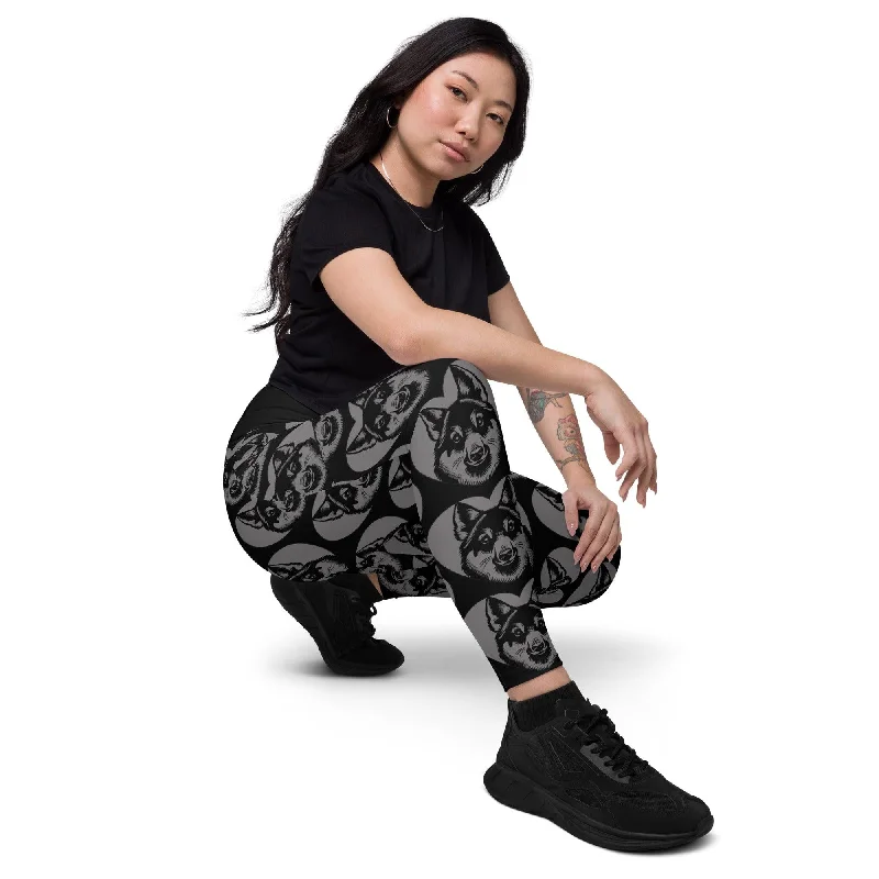 Unmissable Offer DOG BREED LEGGINGS with pockets - CESKOSLOVENSKÝ VLCIÀK - HERTTAHOUND - grey