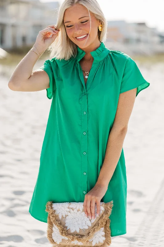 Today Only All About The Love Kelly Green Button Down Dress