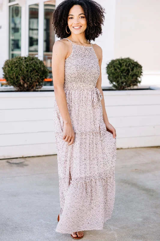 Weekend Special Sweet Thoughts Cream White Ditsy Floral Maxi Dress