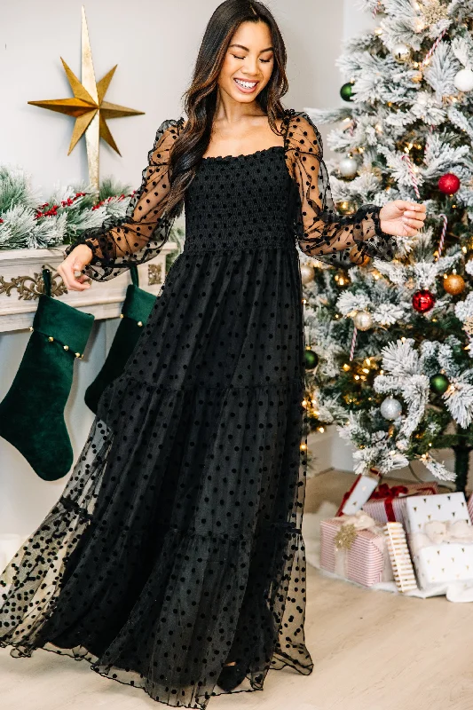 Deal Zone Feeling Your Best Black Polka Dot Maxi Dress
