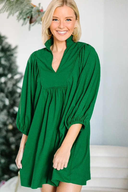 Hurry In In Your Dreams Hunter Green Babydoll Dress