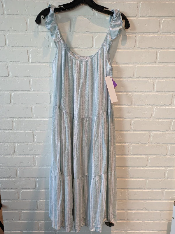 Special Price Green & White Dress Casual Midi Rails, Size Xs
