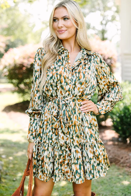 Savings Event Feel The Same Way Hunter Green Abstract Dress