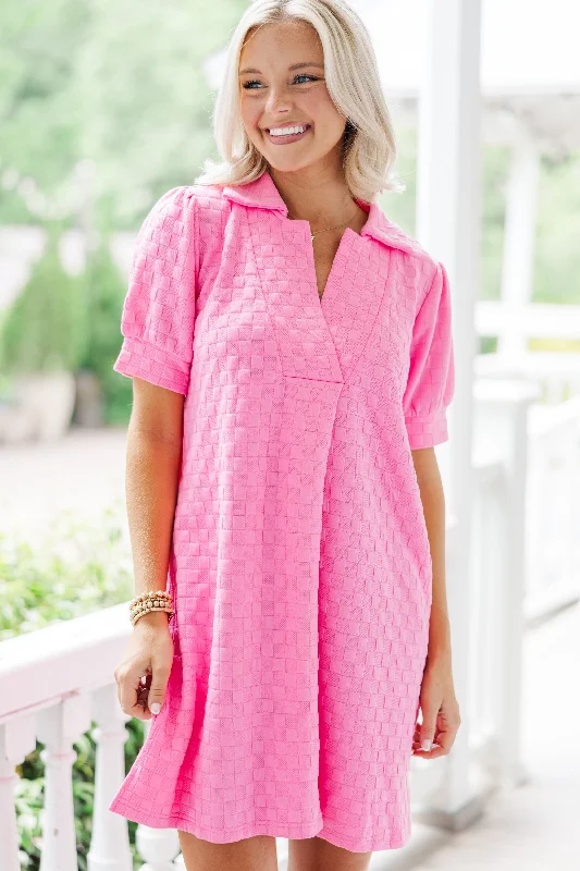 Steals and Deals Nice To See You Pink Textured Dress