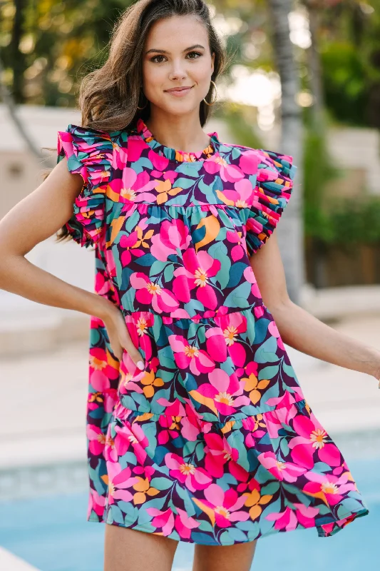Weekend Deal Make My Day Eggplant Purple Floral Babydoll Dress