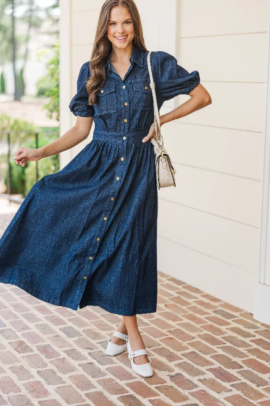 Limited Quantity Still The One Medium Wash Denim Midi Dress